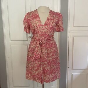 NEW WITH TAGS  Lucy Paris NWT! Kinsey Pink Tan Floral 100% Cotton‎ Size Medium